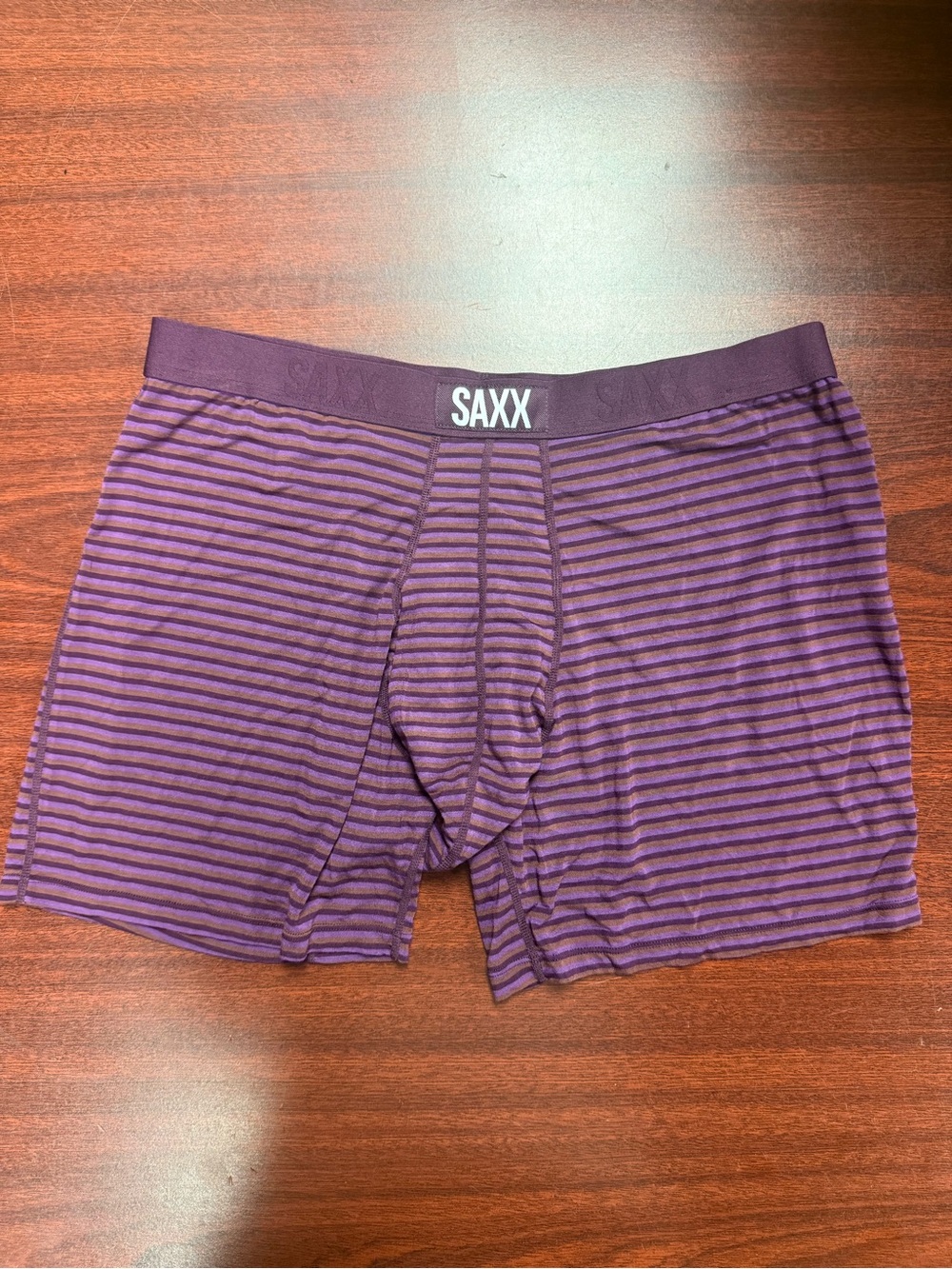 Saxx Purple and Dark Purple Striped Boxer Briefs